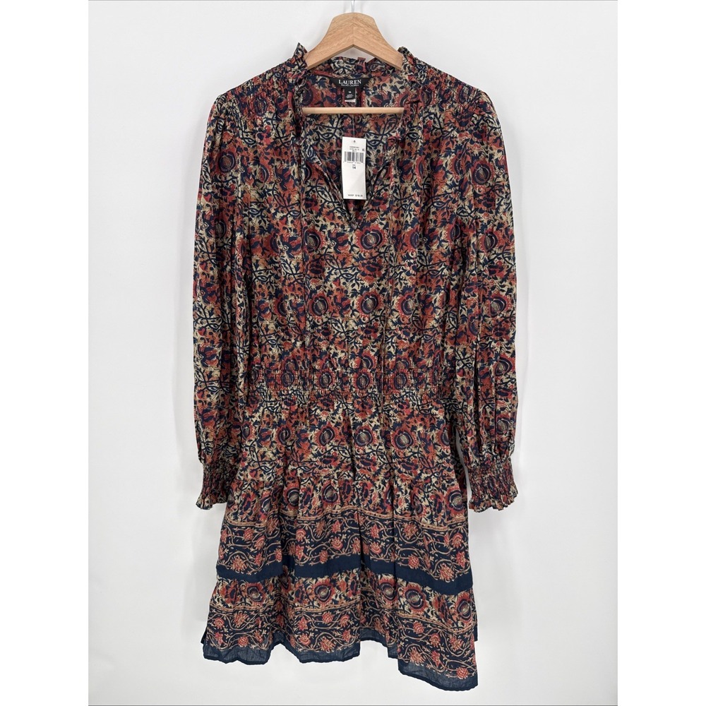 Lauren Ralph Lauren Womens Pre Fall Floral Drop Waist Dress Size 14 Boho Comfort